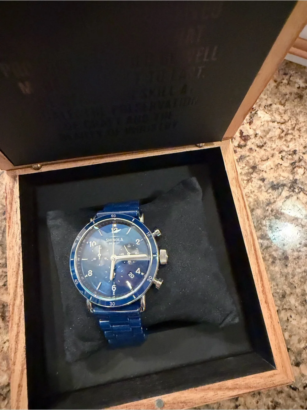 Shinola Blue Chronograph Stainless Steel Watch